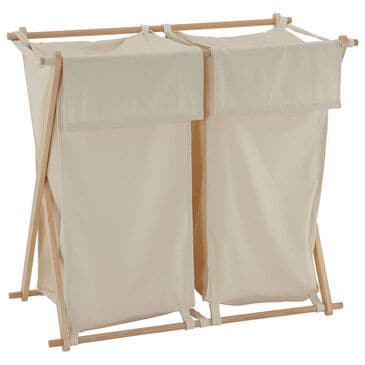 Household Essentials Collapsible Double X-Frame Laundry Hamper Sorter with Poly-Cotton Bags in Natural, , large