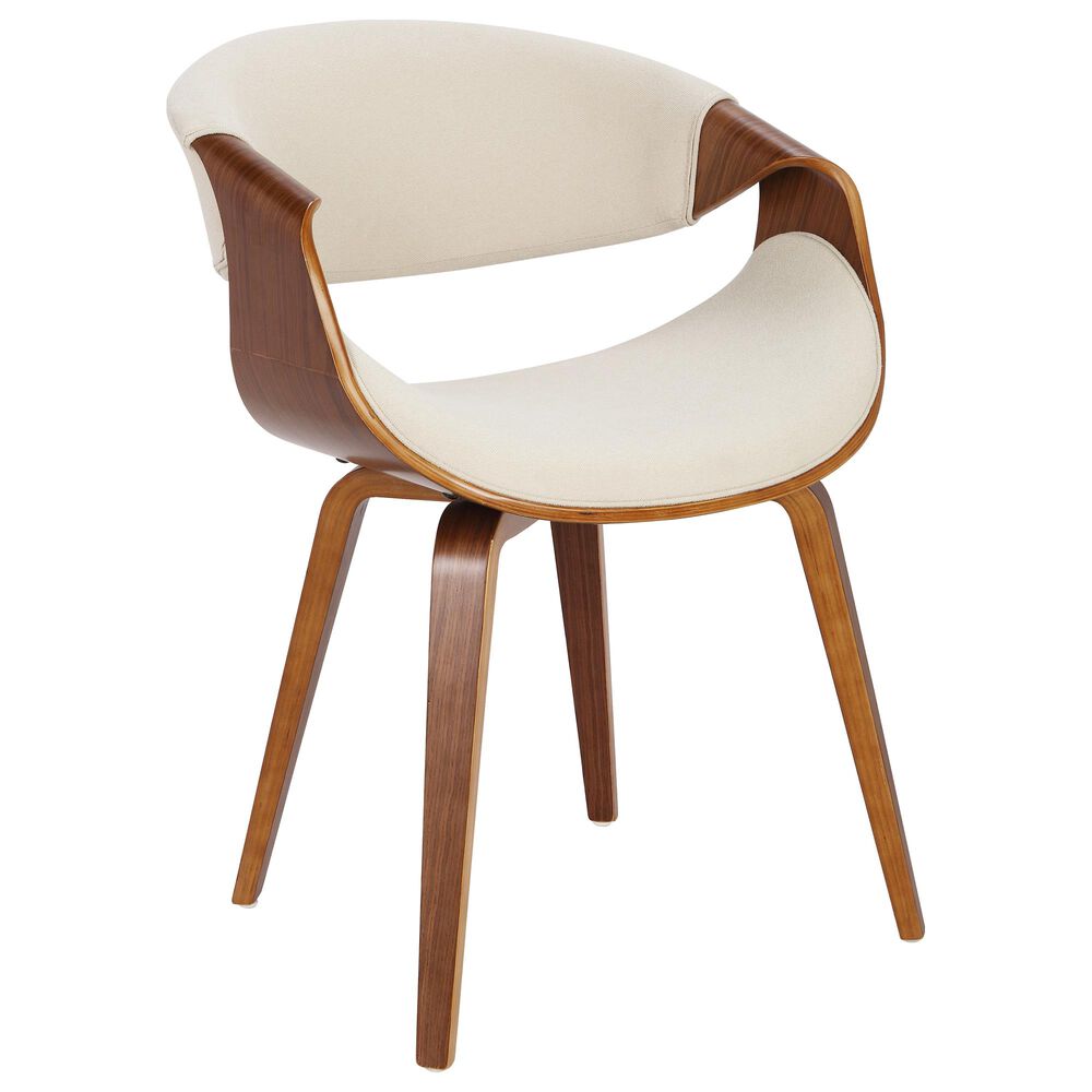 Lumisource Curvo Dining Chair in Cream/Walnut, , large