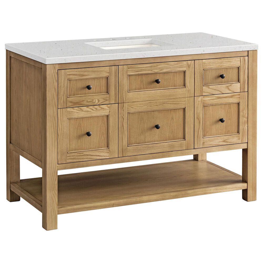 James Martin Vanities Breckenridge 48" Single Bathroom Vanity in Light Natural Oak with 3 cm Lime Delight Quartz Top and Rectangular Sink, , large