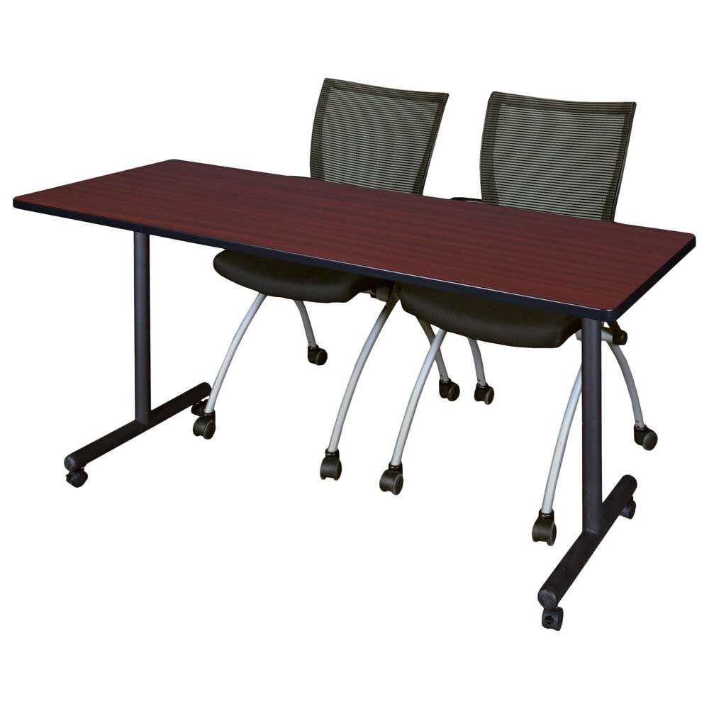 Regency Global Sourcing Kobe 3-Piece Training Table Set in Mahogany/Black, , large