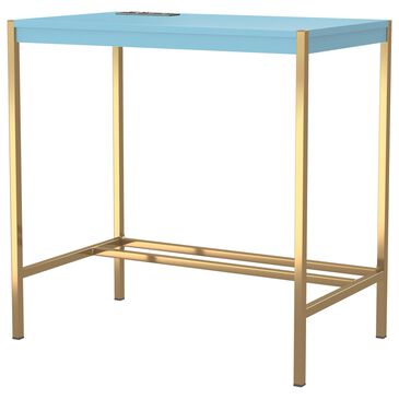 Furniture of America Barlow Writing Desk in Aruba Blue/Gold, , large