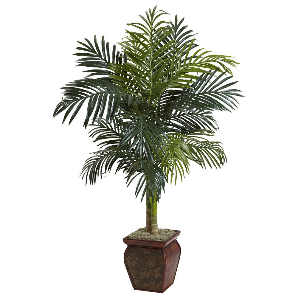 Nearly Natural Inc 4.5" Golden Cane Palm with Decorative Container, , large