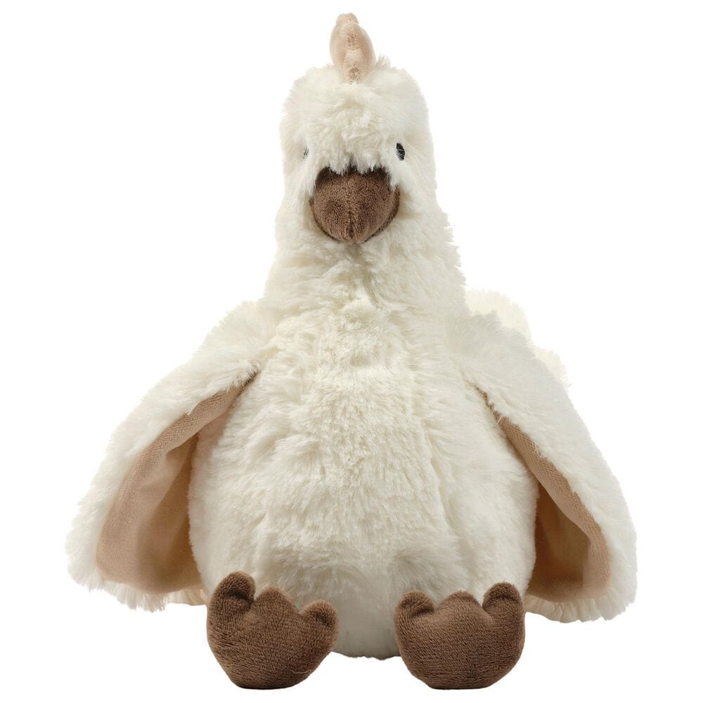 Lambs &amp; Ivy Farmyard Friends Peep Chicken Plush Toy in White, Brown and Light Taupe, , large