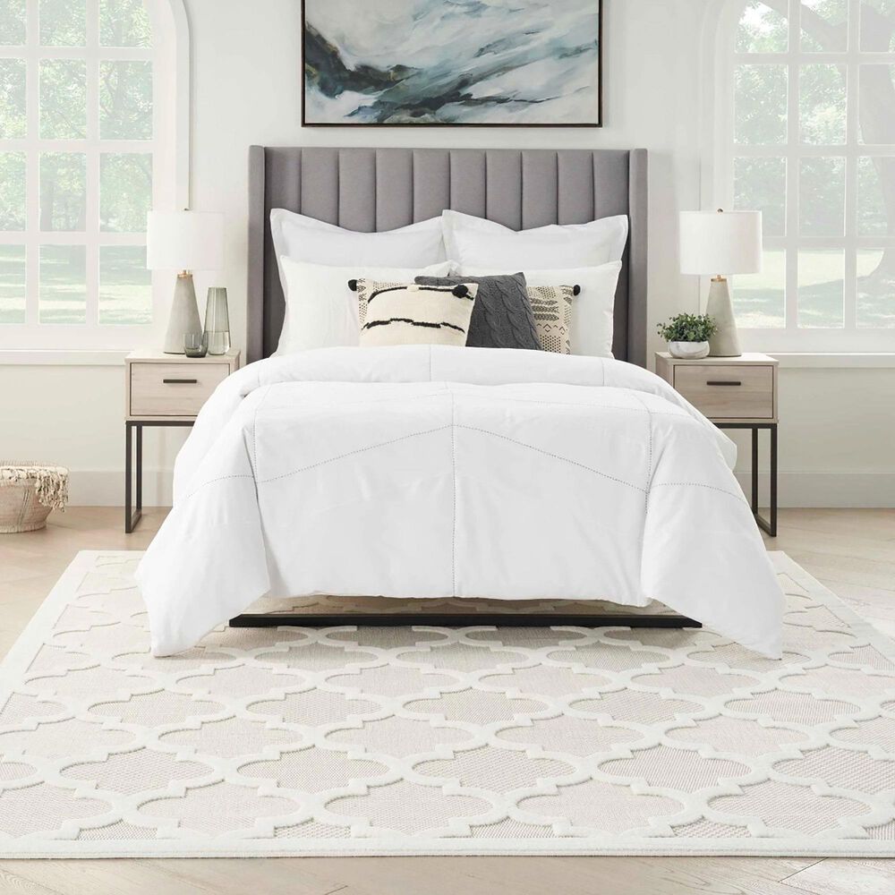 Nourison Easy Care 7&#39; x 10&#39; Ivory and White Indoor/Outdoor Area Rug, , large