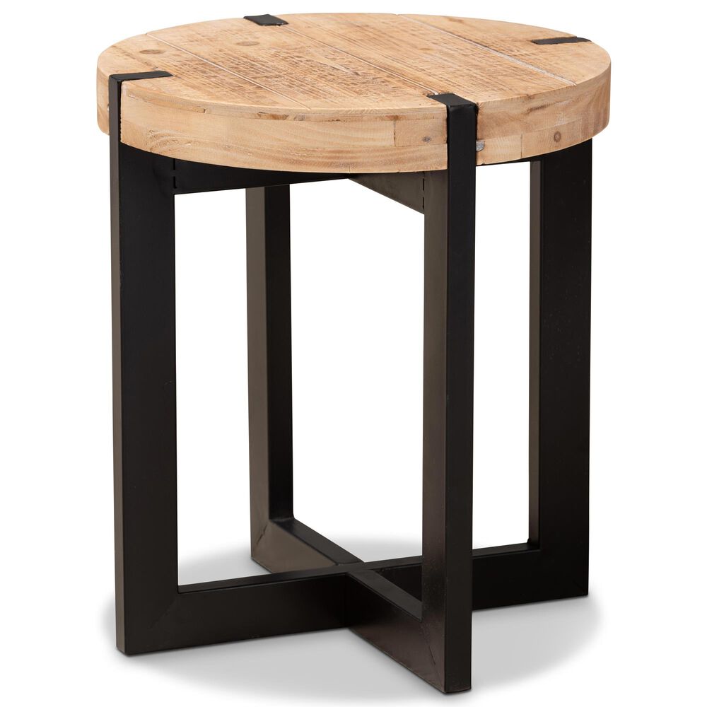 Baxton Studio Horace 14" End Table in Brown and Black, , large