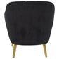 Maple and Jade Accent Chair with Tapered Gold Legs in Black, , large