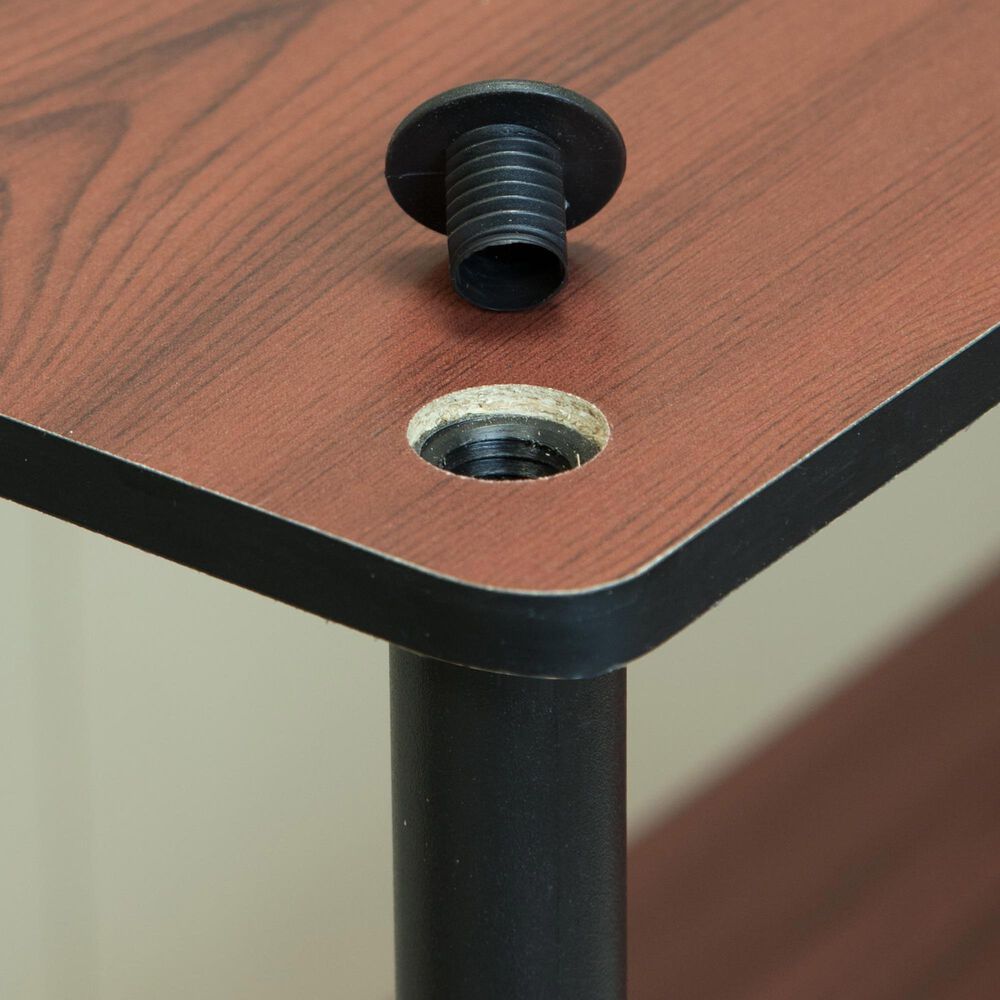 HOMLUX 3-Tier Compact Open Storage Bookshelf in Dark Cherry and Black, , large