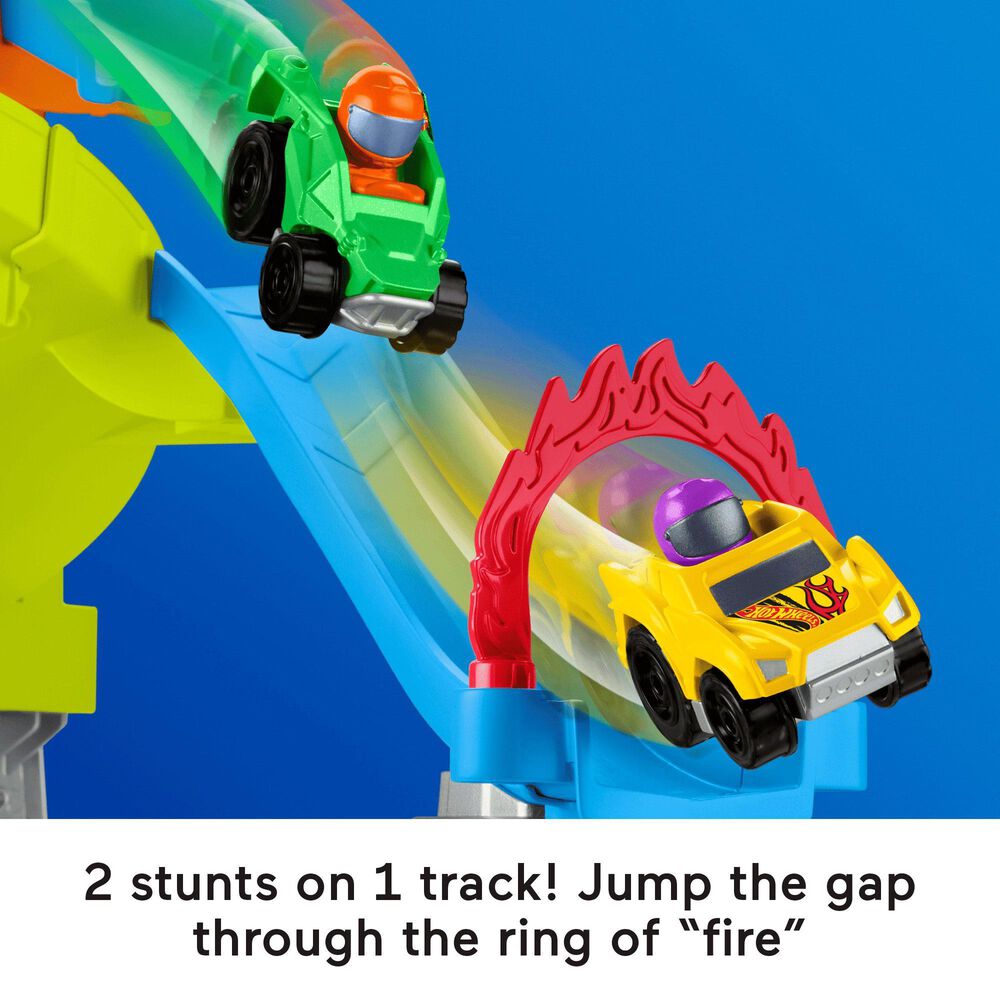 Hot Wheels Spiral Stunt Speedway Toddler Race Track Set with 2 Toy Cars, , large