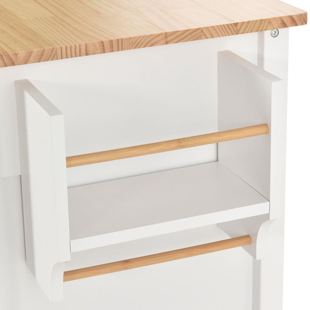 HOMLUX 54" Kitchen Island Cart with Solid Wood Top and Locking Wheels in White, , large