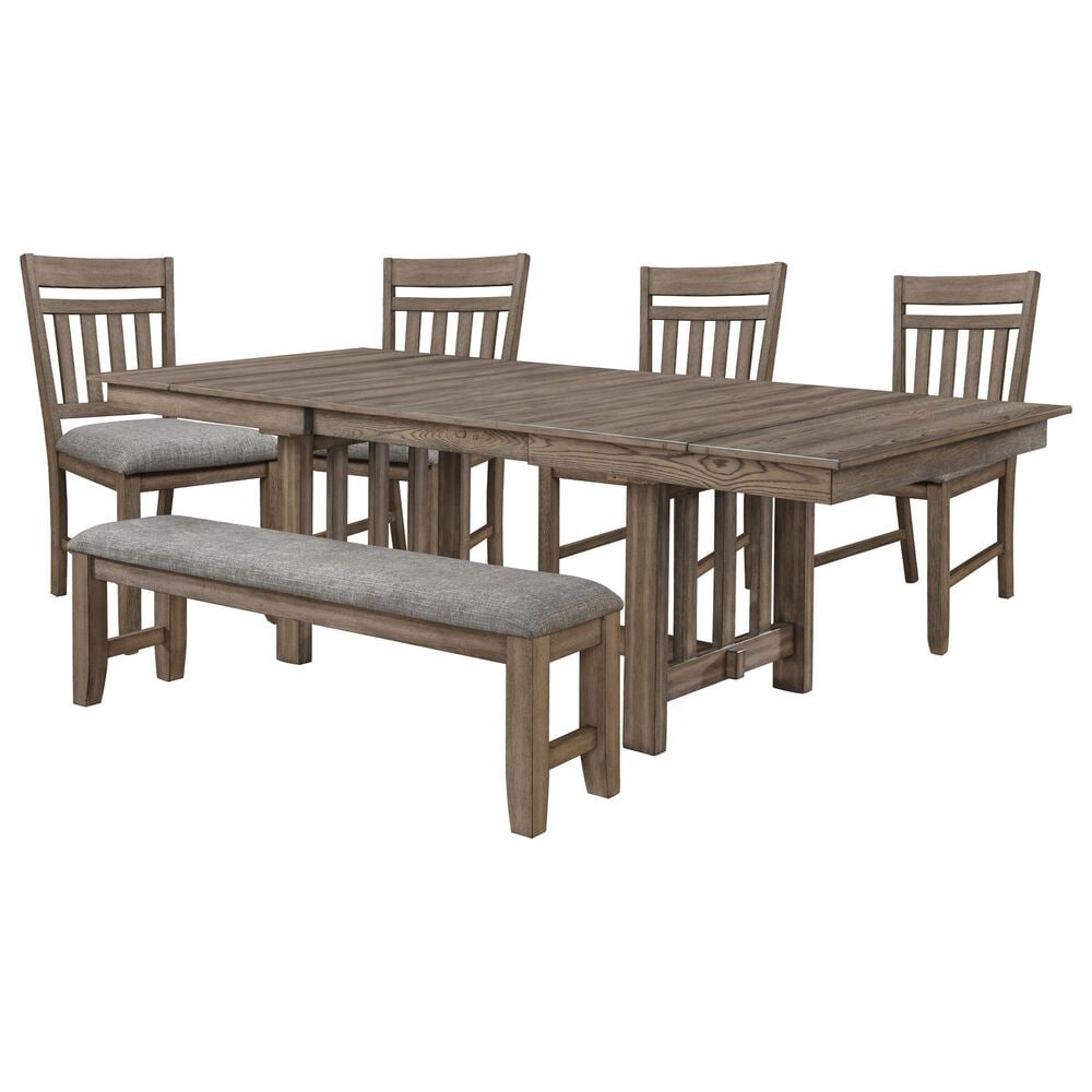 New Heritage Design Harrisburg 5-Piece Rectangular Dinning Set in Rich Walnut Brown, , large