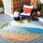 Safavieh Barbados Tropical Beach 6"6" Round Gold and Blue Indoor/Outdoor Area Rug, , large