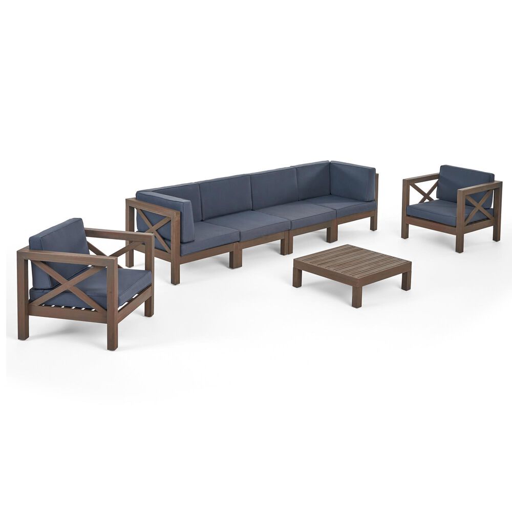 Noble House Brava 7-Piece Patio Sofa Set in Dark Gray, , large