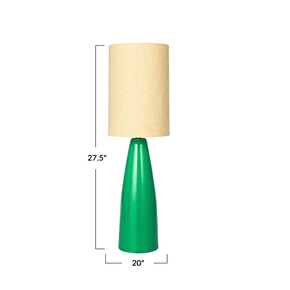 Teak Interiors Ceramic Table Lamp Linen Shade, , large
