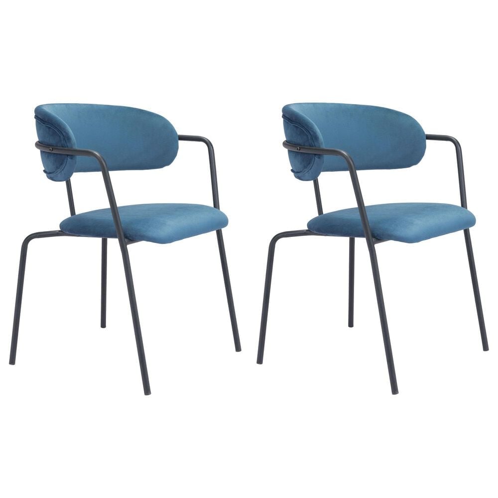Zuo Modern Emrys Dining Chair in Blue/Black (Set of 2), , large
