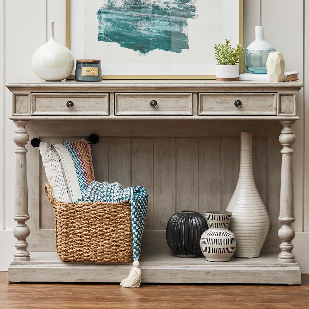 Accentric Approach 3-Drawer Console Table in Beige, , large