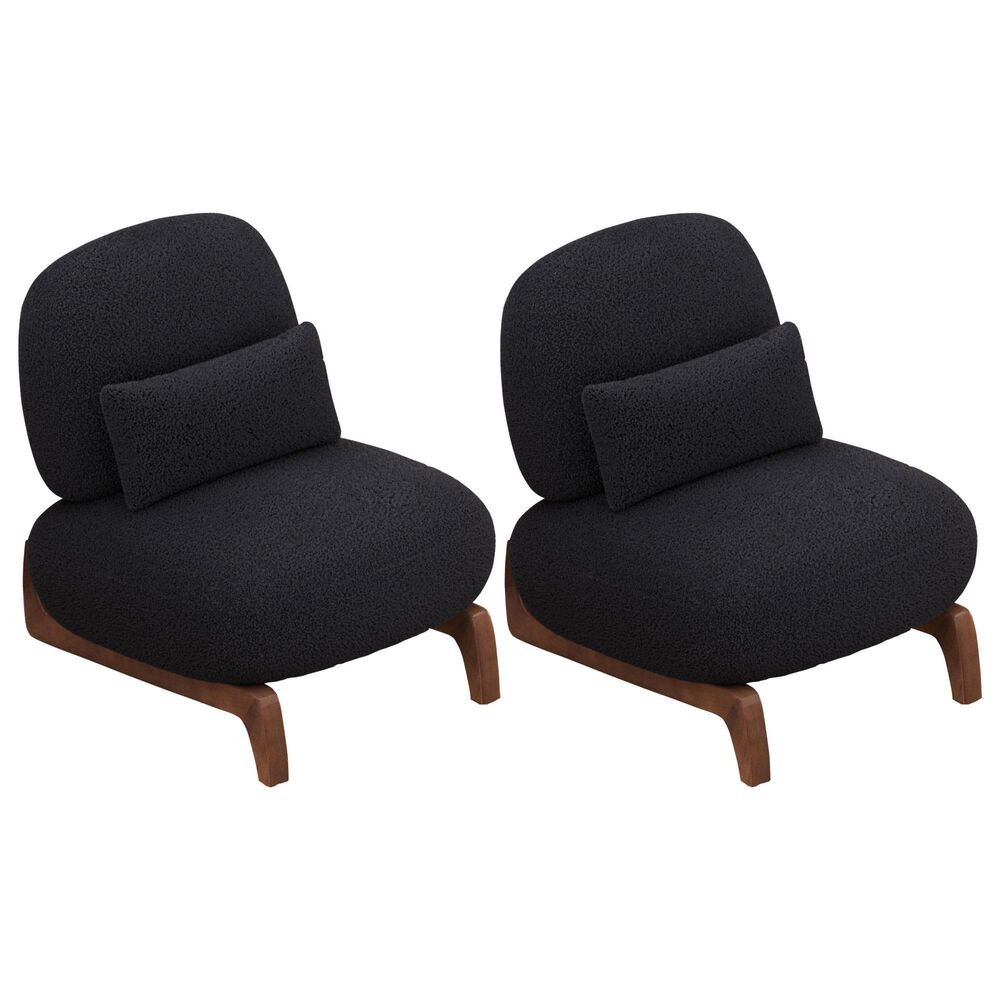 Morden Fort Cloud Boucle Armless Chair in Black (Set of 2), , large