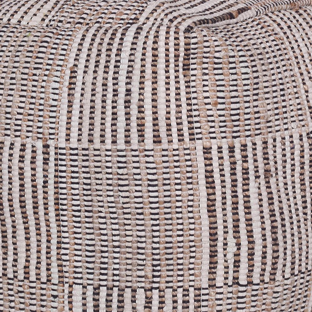 LR Home 18" Square Checkered Pouf in Cream and Black, , large