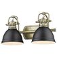 Golden Lighting Duncan 2-Light Bath Vanity in Aged Brass and Matte Black, , large