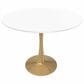 Leisuremod Bristol 40" Round Dining Table with MDF Top in Gold and White - Table Only, , large