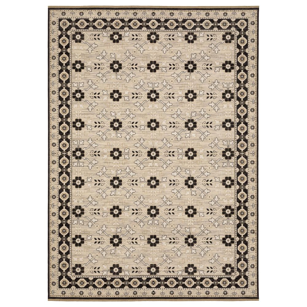 Oriental Weavers Acacia Beige and Black 7"10" x 10"10" Area Rug, , large