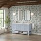 James Martin Vanities Breckenridge 60" Double Bathroom Vanity in Serenity Blue with 3 cm Lime Delight Quartz Top and Rectangular Sinks, , large