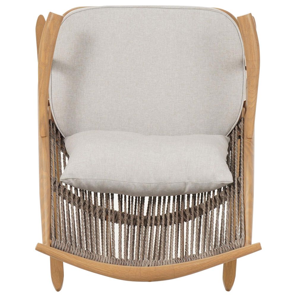 Hearth and Haven Outdoor Rocking Chair with Woven Backrest and Cushions in Light Gray, , large