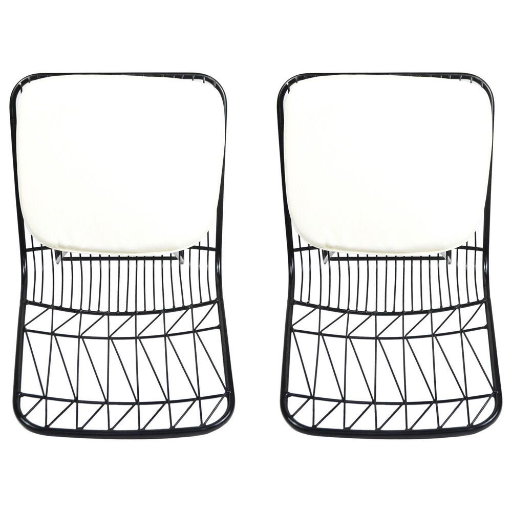 Hearth and Haven Niez Outdoor Counter Stool with Ivory Cushion in Black &#40;Set of 2&#41;, , large