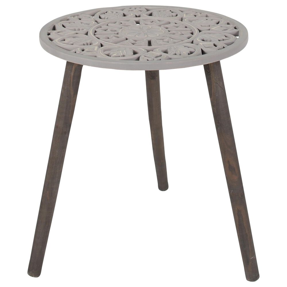 Uma Enterprises Contemporary Wood Accent Table Grey and Dark Brown , , large
