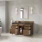 James Martin Brittany 60" Single Bathroom Vanity in Pecan with 3 cm Parisien Bleu Silestone Top, Rectangular Sink and FreePower Wireless Charger, , large