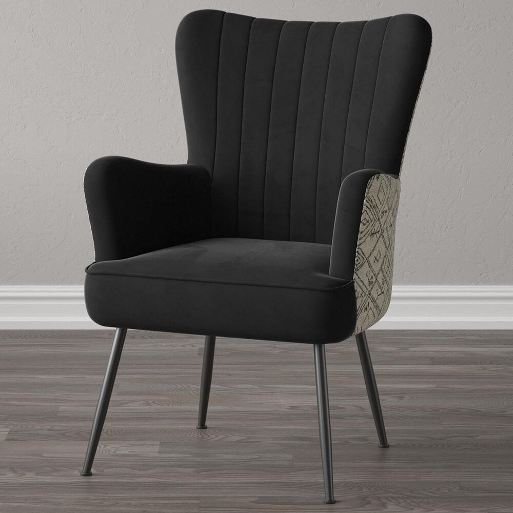 Emerald Home Furnishings Amera Accent Chair in Black and White, , large