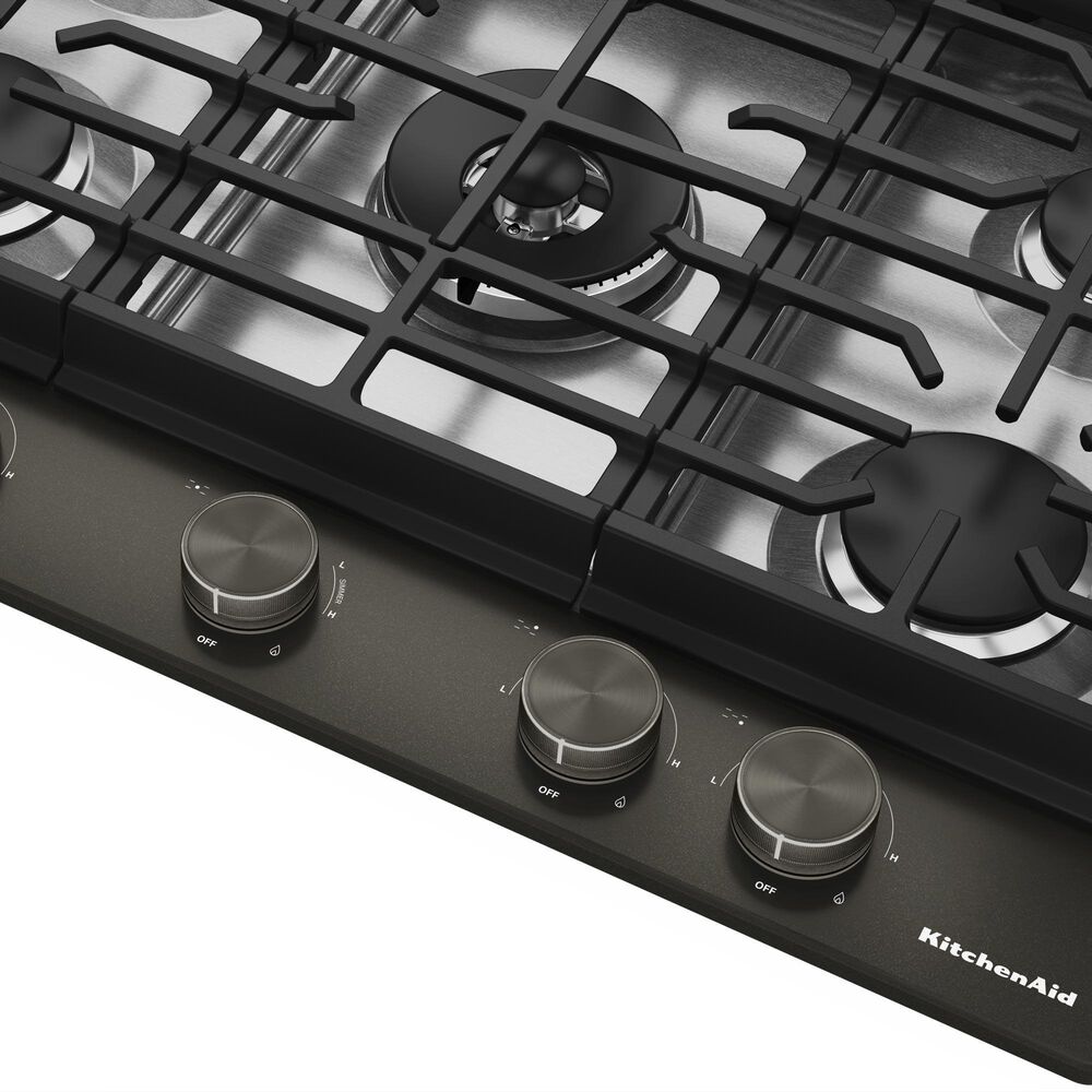 KitchenAid 30" Gas Cooktop with Aluminum Griddle and LED Backlit Knobs in Black Ore, , large
