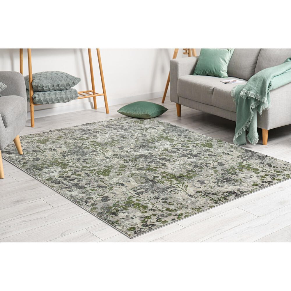 Radici USA Livigno Floral 5&#39;3&quot; x 7&#39;3&quot; Green Area Rug, , large