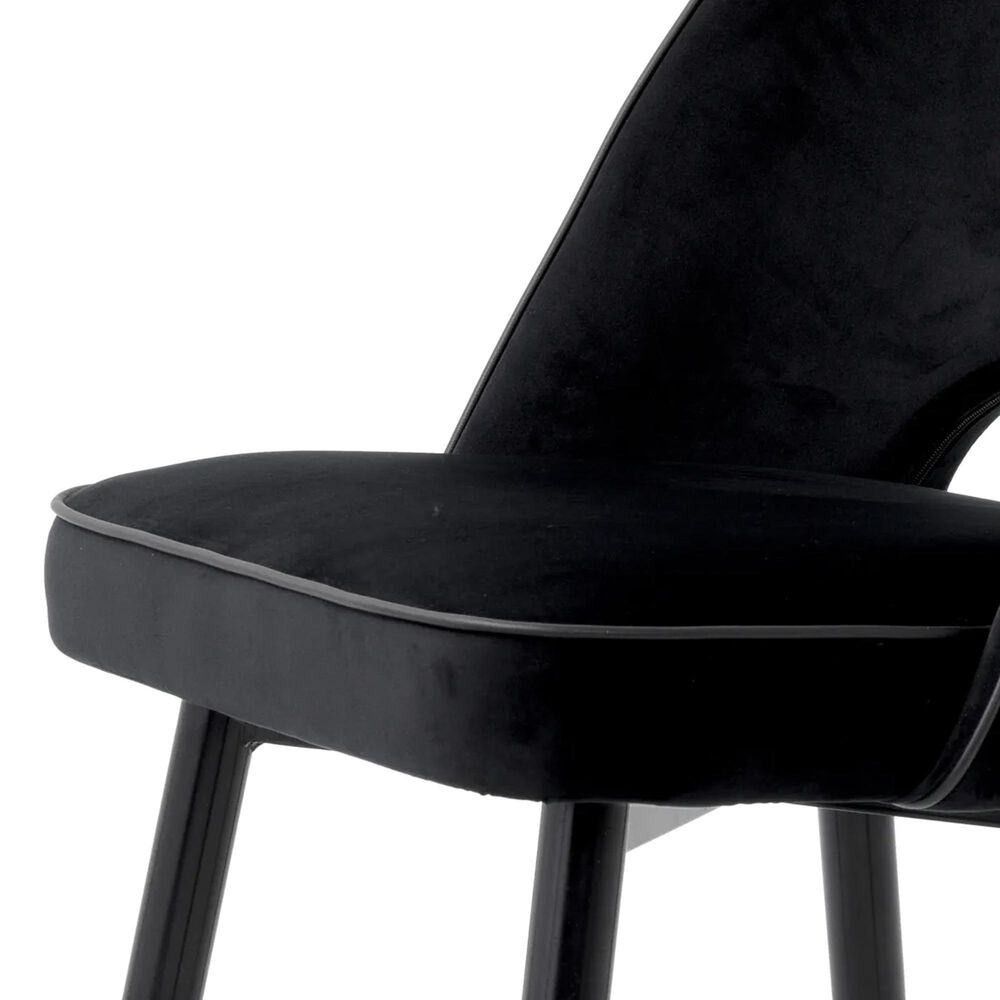 Eichholtz Cliff Upholstered Dining Side Chair in Roche Black Velvet, , large