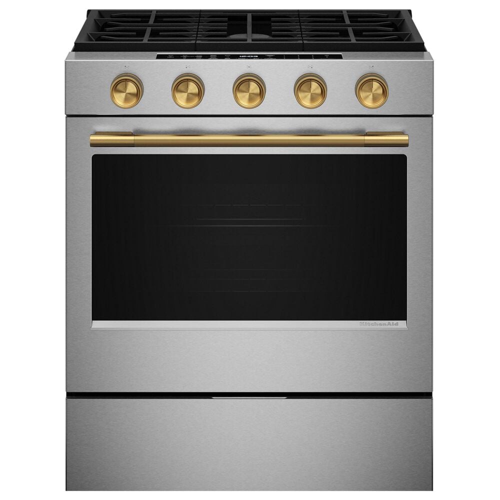 KitchenAid Handle and 5-Piece Knob Accessory Kit for Slide-In Convection Range in Brass, , large