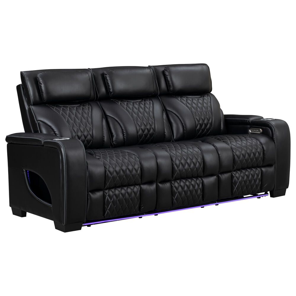 Titanic Furniture All Star Power Reclining Sofa with Power Headrest in Black, , large
