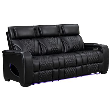 Titanic Furniture All Star Power Reclining Sofa with Power Headrest in Black, , large