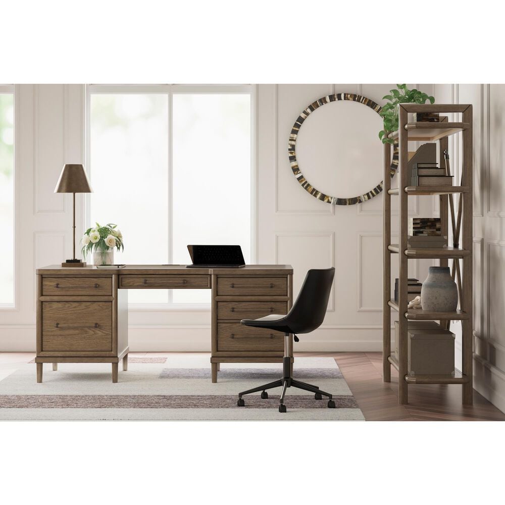 Ashley Roanhowe 2-Piece Desk and Bookcase Set in Brown Oak, , large