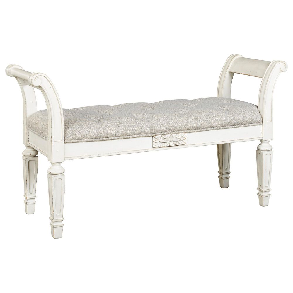 Ashley Realyn Accent Bench in Antique White, , large