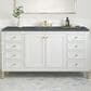 James Martin Vanities Chicago 60" Single Bathroom Vanity in Glossy White with 3 cm Parisien Bleu Quartz Top and Rectangular Sink, , large