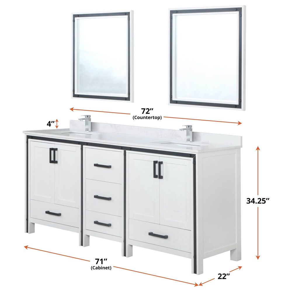 Lexora Home Ziva 72&quot; Double Bathroom Vanity in Rustic Barnwood with 2 cm White Cultured Marble Top and Rectangular Sinks, , large