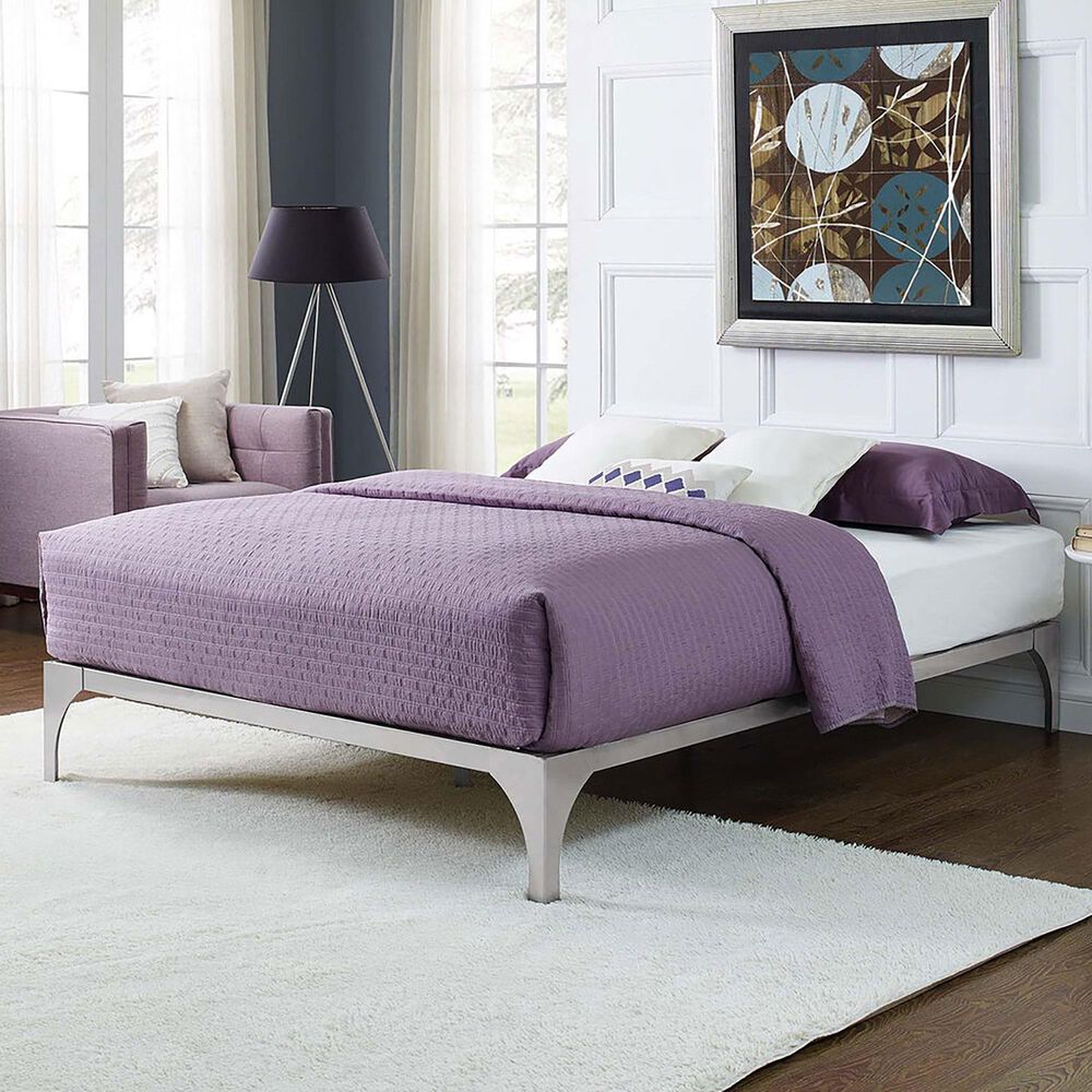 Modway Ollie King Platform Bed Frame in Silver, , large