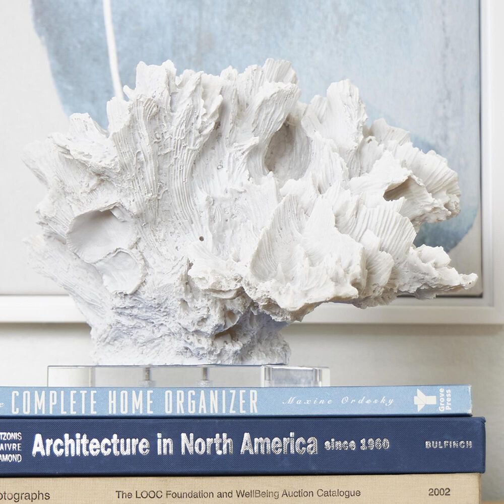 Maple and Jade Coral Decorative Sculpture in Textured White and Clear, , large