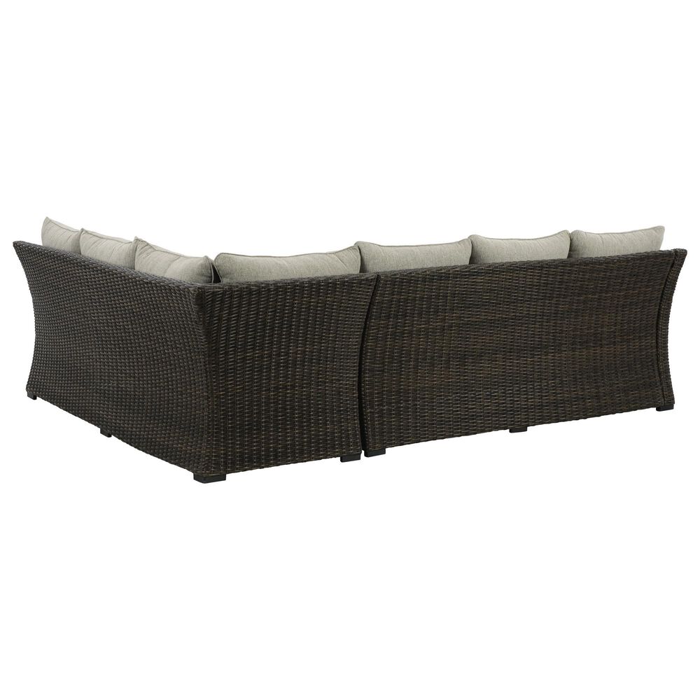Ashley Brook Ranch 3-Piece Outdoor Sofa Sectional with Bench in Brown, , large