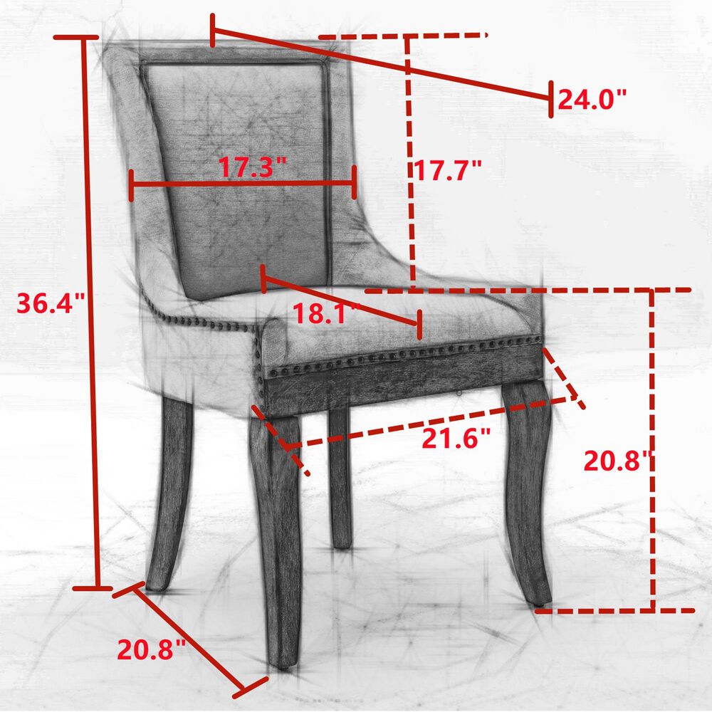 Hearth and Haven Upholstered Side Chair with Bronze Nail Head in Golden Yellow (Set of 2), , large