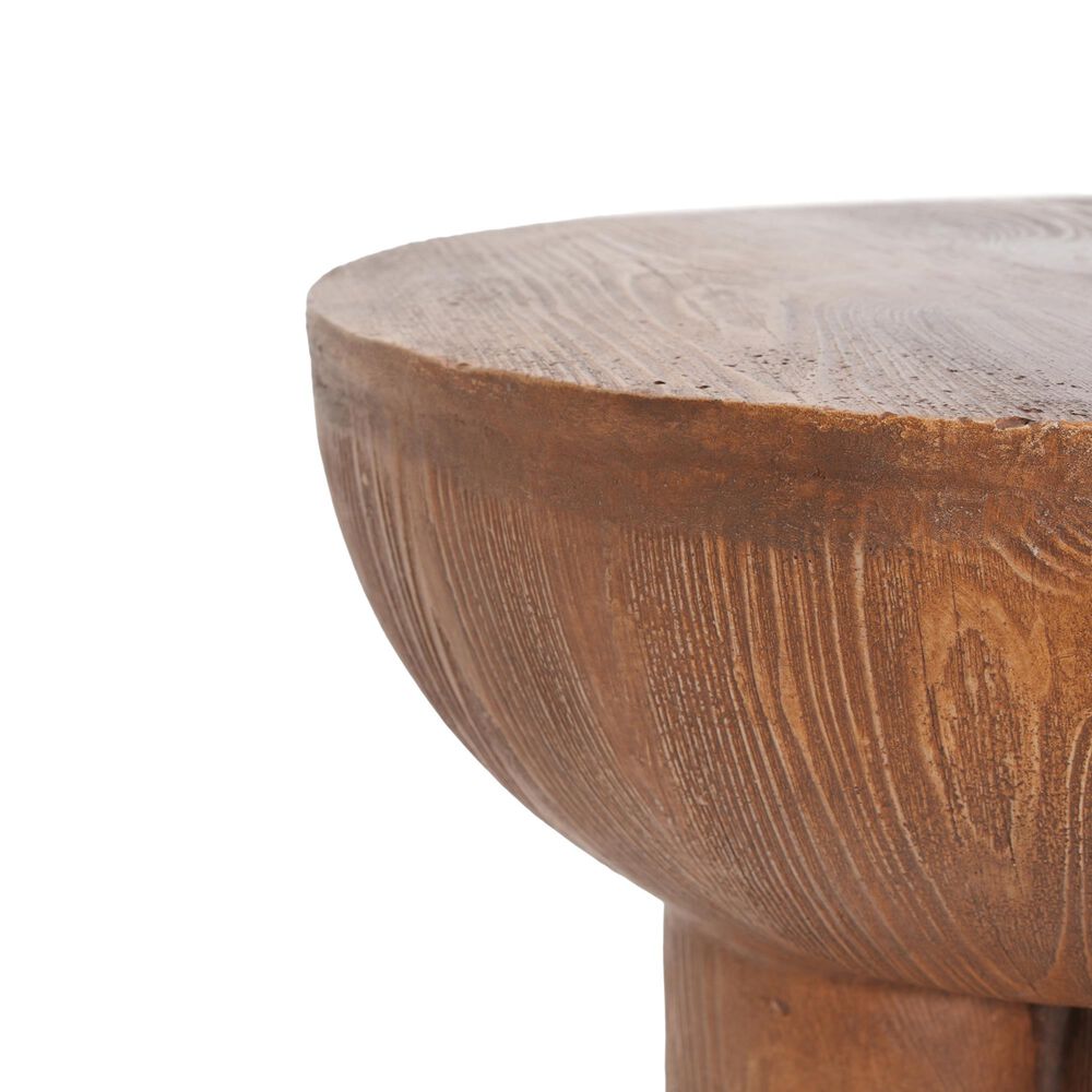 Hearth and Haven Iris Outdoor Round Side Table with 3 Cylindrical Legs in Brown, , large