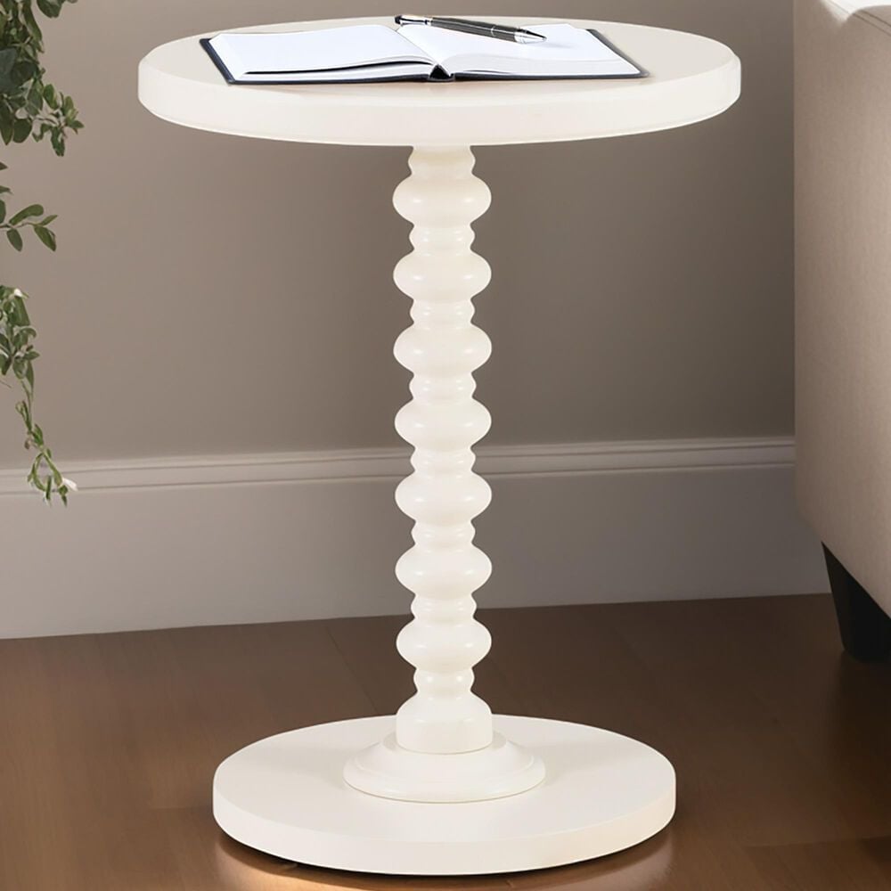 Linon Home Decor Aurora Round Side Table in White, , large