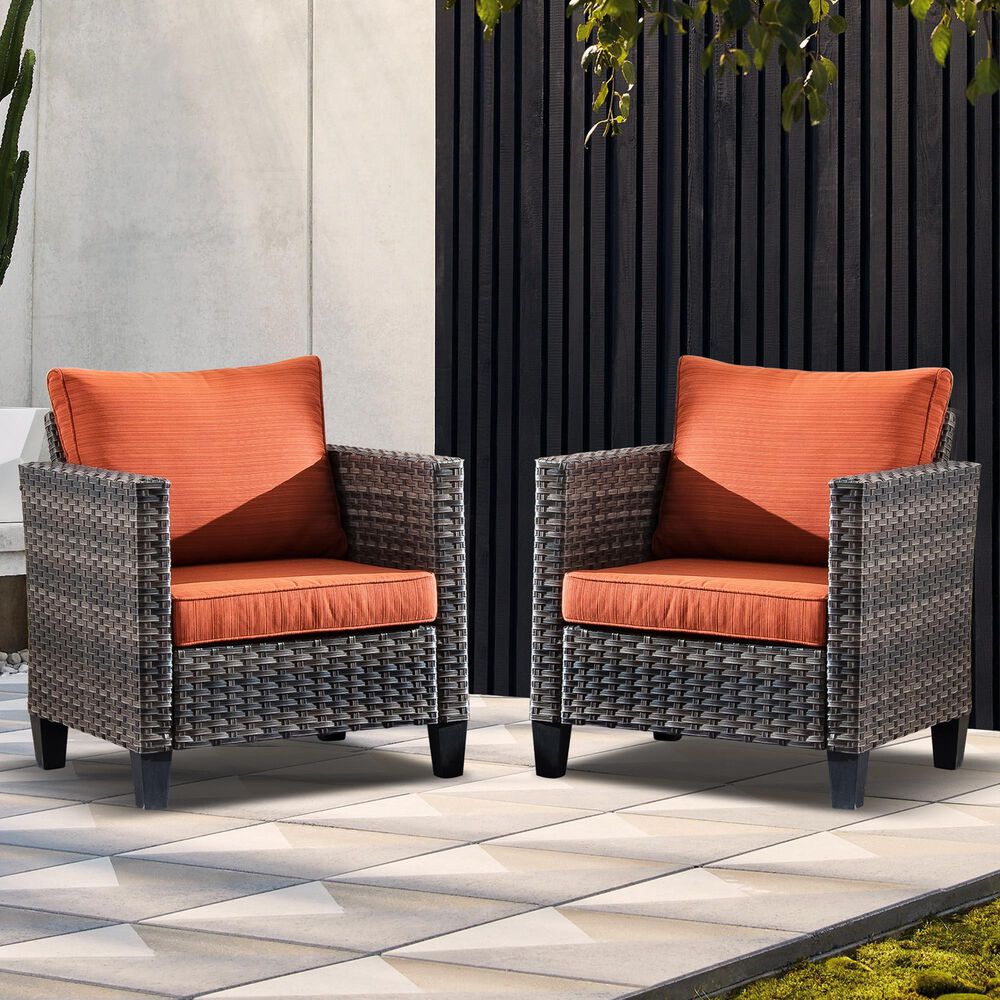 HOMLUX 28" Patio Single Chair in Orange (Set of 2), , large
