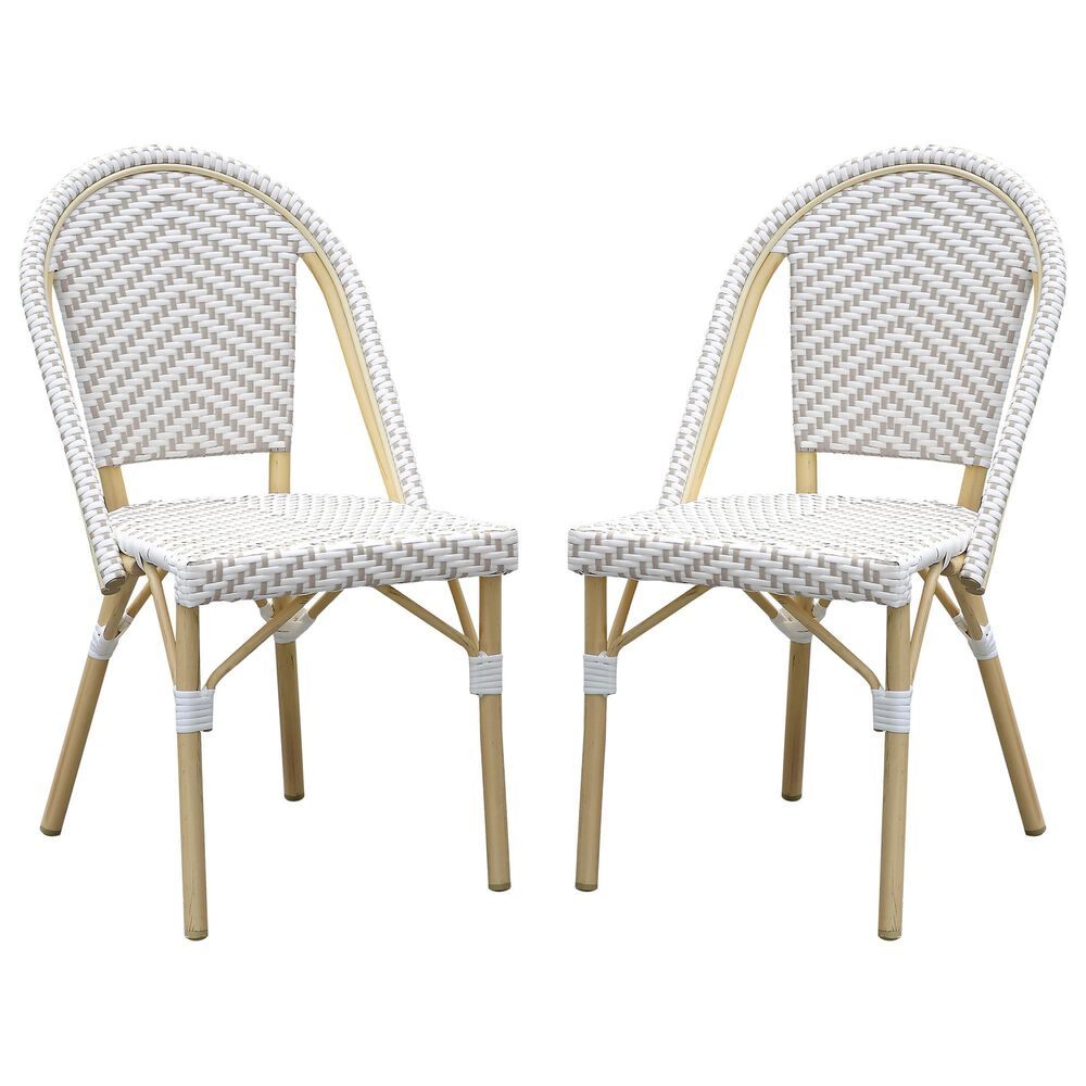 Furniture of America Toby Patio Side Chair in Gray/White (Set of 2), , large