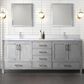Lexora Home Jacques 80" Double Bathroom Vanity in Distressed Grey with 2 cm White Quartz Top and Rectangular Sinks, , large