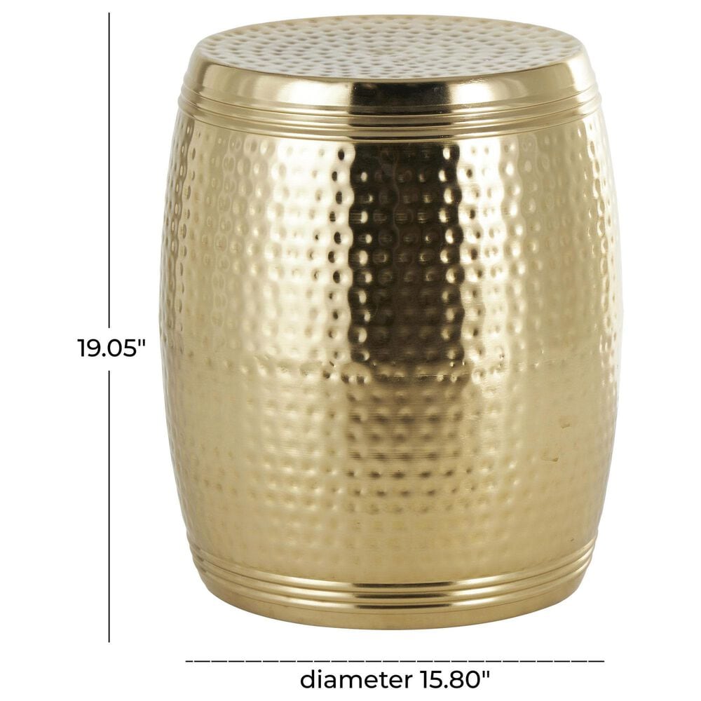 Maple and Jade Handmade Drum Accent End Table in Gold, , large